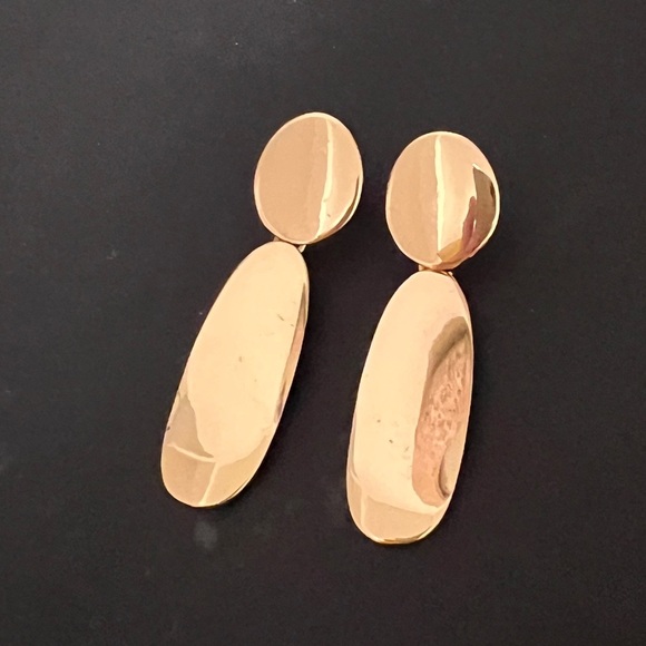 Elegant Gold Oval Drop Earrings HIGH SHINE DOUBLE DROP EARRINGS Banana Republic - Picture 3 of 8